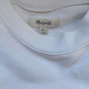 Madewell Medium White Sweater Shirt with Puffed Short Sleeves